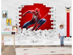 Tranh 3D Dán Tường Người Nhện Và Tường Gạch TTE8012