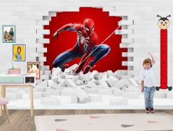 Tranh 3D Dán Tường Người Nhện Và Tường Gạch TTE8012 Tranh 3D Dán Tường Người Nhện Và Tường Gạch TTE8012