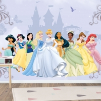 Tranh 3D Dán Tường Nhiều Công Chúa Nền Xám TTE8000