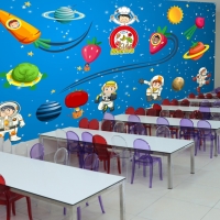 Tranh 3D Dán Tường Phi Hành Gia Và Đầu Bếp TTE8009