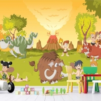 Tranh 3D Dán Tường Trẻ Em Và Khủng Long TTE8022