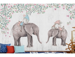 Tranh 3D Dán Tường Voi Và Dây Leo TTE8028 Tranh 3D Dán Tường Voi Và Dây Leo TTE8028