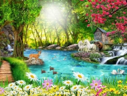 Tranh Dán Tường 3D Sơn Thủy Tiến Phát Sttp01