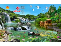 Tranh Dán Tường 3D Sơn Thủy Tiến Phát Sttp02