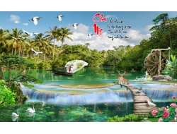 Tranh Dán Tường 3D Sơn Thủy Tiến Phát Sttp10