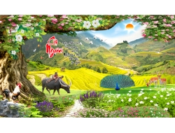 Tranh Dán Tường 3D Sơn Thủy Tiến Phát Sttp14