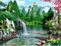 Tranh Dán Tường 3D Sơn Thủy Tiến Phát Sttp22