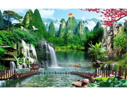 Tranh Dán Tường 3D Sơn Thủy Tiến Phát Sttp22 Tranh Dán Tường 3D Sơn Thủy Tiến Phát Sttp22