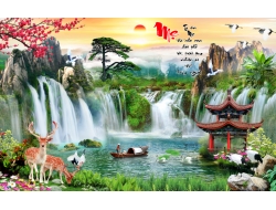 Tranh Dán Tường 3D Sơn Thủy Tiến Phát Sttp27 Tranh Dán Tường 3D Sơn Thủy Tiến Phát Sttp27