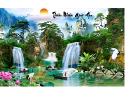 Tranh Dán Tường 3D Sơn Thủy Tiến Phát Sttp28 Tranh Dán Tường 3D Sơn Thủy Tiến Phát Sttp28