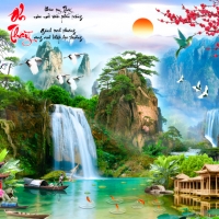 Tranh Dán Tường 3D Sơn Thủy Tiến Phát Sttp29 Tranh Dán Tường 3D Sơn Thủy Tiến Phát Sttp29