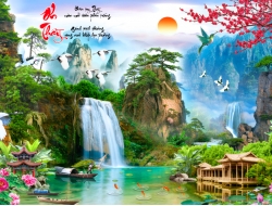 Tranh Dán Tường 3D Sơn Thủy Tiến Phát Sttp29