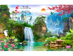 Tranh Dán Tường 3D Sơn Thủy Tiến Phát Sttp29 Tranh Dán Tường 3D Sơn Thủy Tiến Phát Sttp29