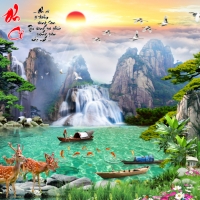 Tranh Dán Tường 3D Sơn Thủy Tiến Phát Sttp31 Tranh Dán Tường 3D Sơn Thủy Tiến Phát Sttp31