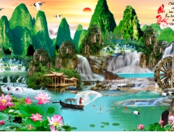 Tranh Dán Tường 3D Sơn Thủy Tiến Phát Sttp34
