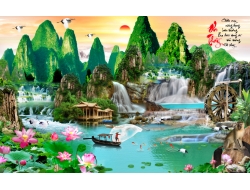 Tranh Dán Tường 3D Sơn Thủy Tiến Phát Sttp34 Tranh Dán Tường 3D Sơn Thủy Tiến Phát Sttp34