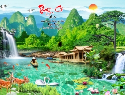 Tranh Dán Tường 3D Sơn Thủy Tiến Phát Sttp37