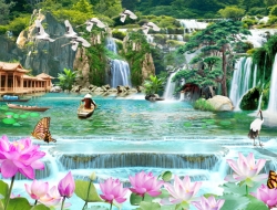 Tranh Dán Tường 3D Sơn Thủy Tiến Phát Sttp40