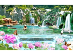 Tranh Dán Tường 3D Sơn Thủy Tiến Phát Sttp40 Tranh Dán Tường 3D Sơn Thủy Tiến Phát Sttp40