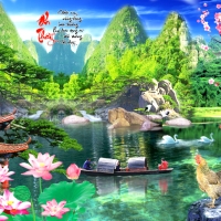 Tranh Dán Tường 3D Sơn Thủy Tiến Phát Sttp41 Tranh Dán Tường 3D Sơn Thủy Tiến Phát Sttp41