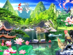 Tranh Dán Tường 3D Sơn Thủy Tiến Phát Sttp41