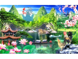 Tranh Dán Tường 3D Sơn Thủy Tiến Phát Sttp41 Tranh Dán Tường 3D Sơn Thủy Tiến Phát Sttp41