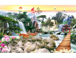 Tranh Dán Tường 3D Sơn Thủy Tiến Phát Sttp44 Tranh Dán Tường 3D Sơn Thủy Tiến Phát Sttp44