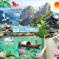Tranh Dán Tường 3D Sơn Thủy Tiến Phát Sttp45