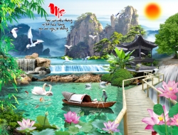 Tranh Dán Tường 3D Sơn Thủy Tiến Phát Sttp45