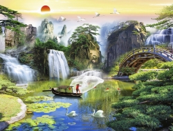 Tranh Dán Tường 3D Sơn Thủy Tiến Phát Sttp46