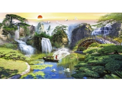 Tranh Dán Tường 3D Sơn Thủy Tiến Phát Sttp46