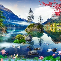 Tranh Dán Tường 3D Sơn Thủy Tiến Phát Sttp47 Tranh Dán Tường 3D Sơn Thủy Tiến Phát Sttp47