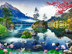 Tranh Dán Tường 3D Sơn Thủy Tiến Phát Sttp47