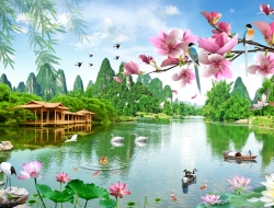 Tranh Dán Tường 3D Sơn Thủy Tiến Phát Sttp48