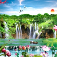 Tranh Dán Tường 3D Sơn Thủy Tiến Phát Sttp49 Tranh Dán Tường 3D Sơn Thủy Tiến Phát Sttp49