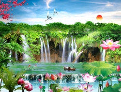 Tranh Dán Tường 3D Sơn Thủy Tiến Phát Sttp49