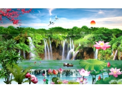 Tranh Dán Tường 3D Sơn Thủy Tiến Phát Sttp49