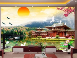 Tranh Dán Tường 3D Quang Cảnh Núi Rừng Đẹp Tiến Phát Nrtp02