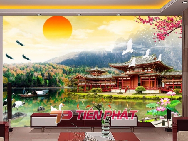 Tranh Dán Tường 3D Quang Cảnh Núi Rừng Đẹp Tiến Phát Nrtp02