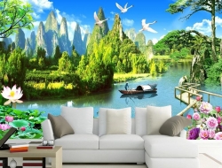 Tranh Dán Tường 3D Quang Cảnh Núi Rừng Đẹp Tiến Phát Nrtp05