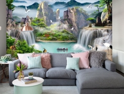 Tranh Dán Tường 3D Quang Cảnh Núi Rừng Đẹp Tiến Phát Nrtp08