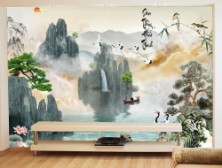 Tranh Dán Tường 3D Quang Cảnh Núi Rừng Đẹp Tiến Phát Nrtp11