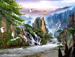 Tranh Dán Tường Sơn Thủy ST09