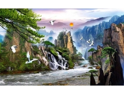 Tranh Dán Tường Sơn Thủy ST09