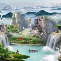 Tranh Dán Tường Sơn Thủy ST19 Tranh Dán Tường Sơn Thủy ST19