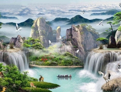 Tranh Dán Tường Sơn Thủy ST19