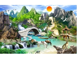 Tranh Dán Tường Sơn Thủy ST21