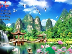 Tranh Dán Tường Sơn Thủy ST22