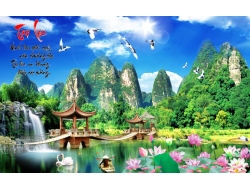 Tranh Dán Tường Sơn Thủy ST22