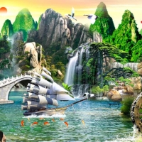 Tranh Dán Tường Sơn Thủy ST23 Tranh Dán Tường Sơn Thủy ST23